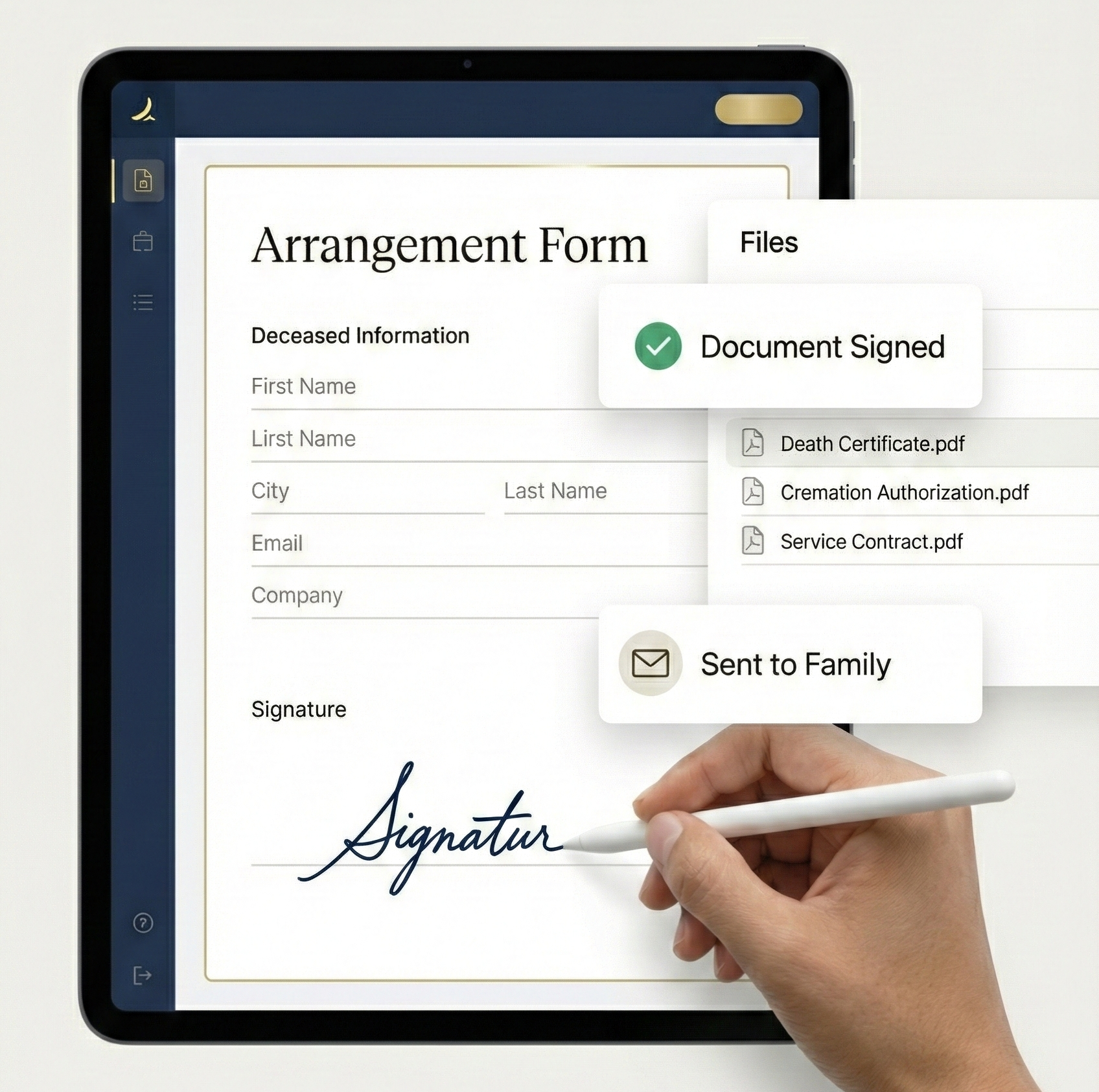 EverlyPro documents and eSignatures interface for funeral homes
